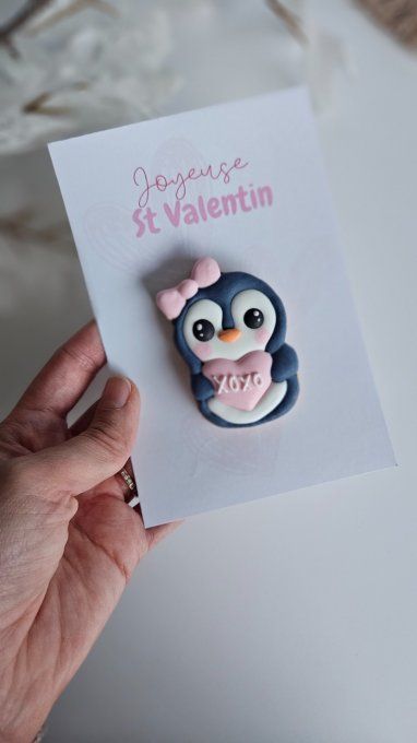 Biscuit pingouin fille “XOXO” – Saint-Valentin