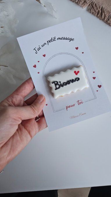 Biscuit message « Bisou » – Saint-Valentin