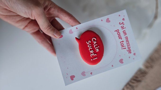 Biscuit message “Câlin sucré” – Saint-Valentin