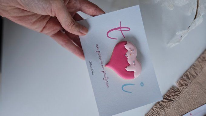 Biscuit coeur rose et rose claire - Saint Valentin