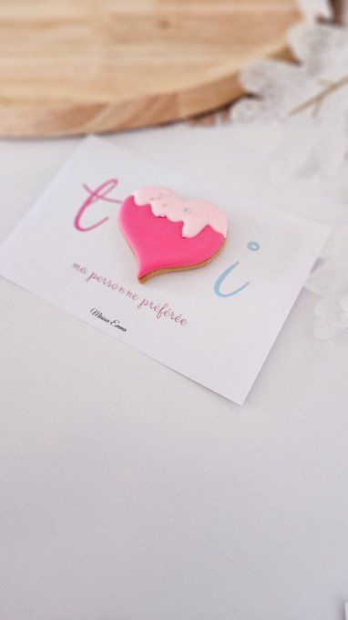 Biscuit coeur rose et rose claire - Saint Valentin