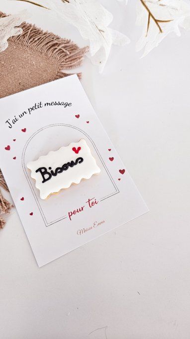 Biscuit message « Bisou » – Saint-Valentin