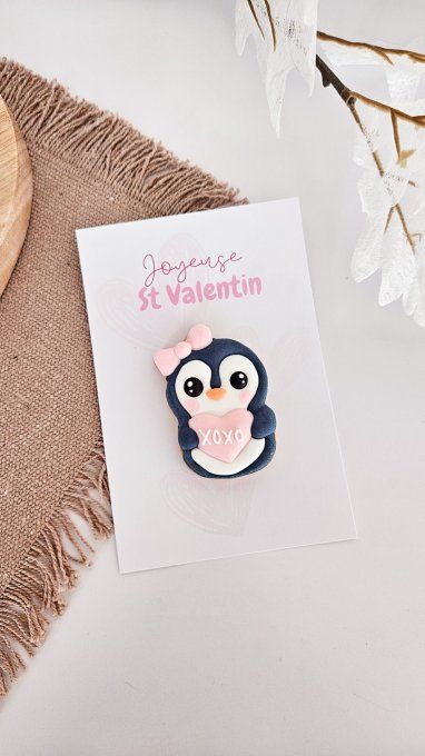 Biscuit pingouin fille “XOXO” – Saint-Valentin