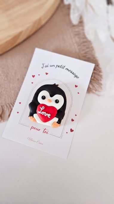 Biscuit pingouin “Love” – Saint-Valentin