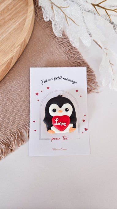 Biscuit pingouin “Love” – Saint-Valentin