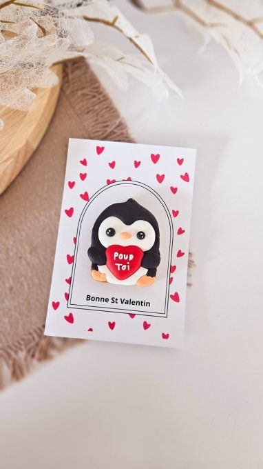Biscuit pingouin “Pour toi” – Saint-Valentin