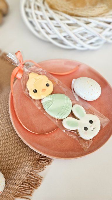 Trio de biscuits de pâques- lapin sauge, œuf sauge tête de poussin