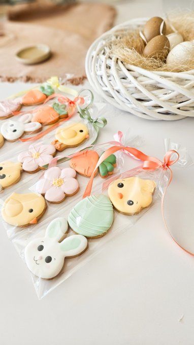 Trio de biscuits de pâques- lapin sauge, œuf sauge tête de poussin