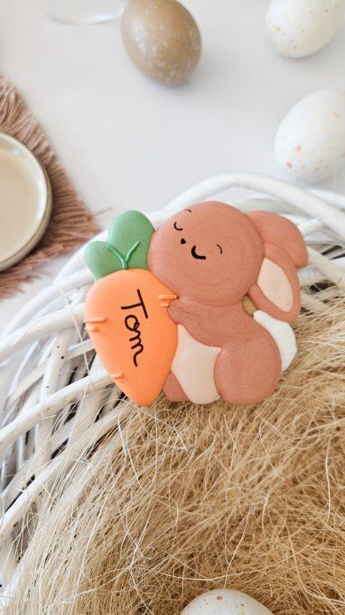 Biscuit lapinou de Pâques carotte personnalisable