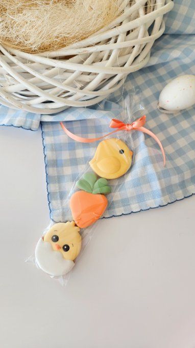 Trio de biscuits de pâques- poussin coquille, carotte, poussin