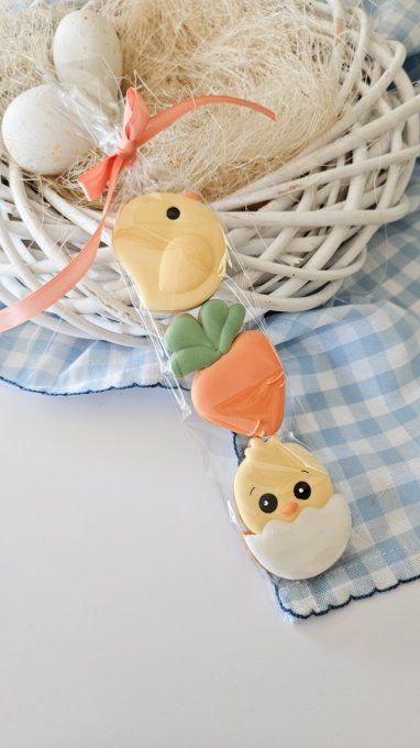 Trio de biscuits de pâques- poussin coquille, carotte, poussin