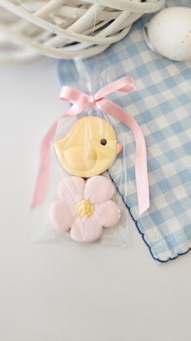 Duo de biscuits de pâques -fleurs et poussin 