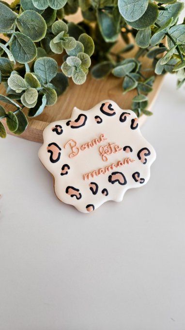 Biscuit médaillon panthère “Bonne fête maman” – Fête des Mères - ollection Panthère