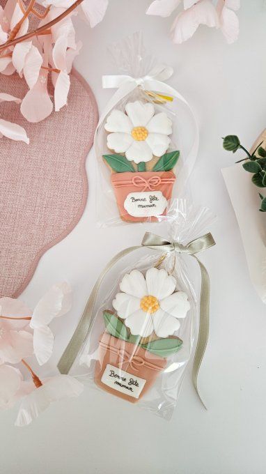 Biscuit marguerite en pot beige– Fête des Mères - Collection Florale