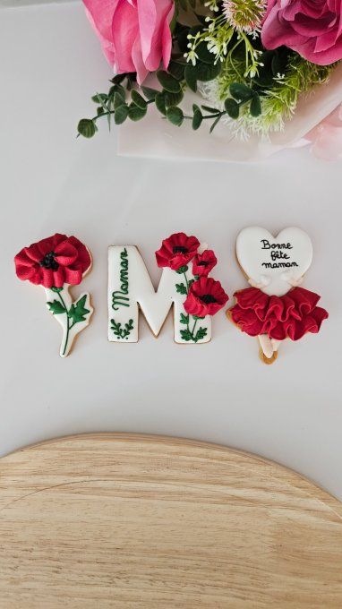 Biscuit Fête des Mères – Lettre M - Collection Coquelicot