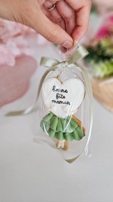 Biscuit Demoiselle au coeur tendre - sauge – Fête des Mères - 