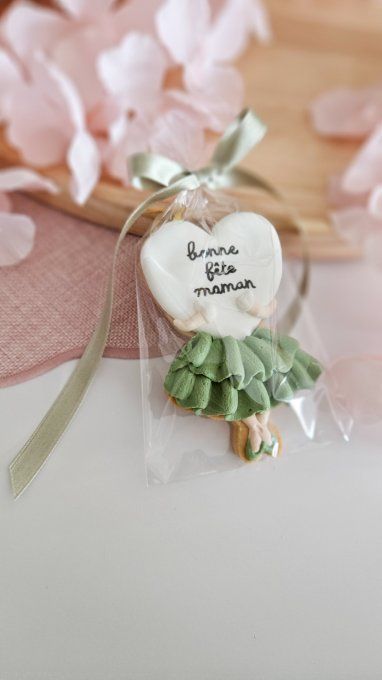 Biscuit Demoiselle au coeur tendre - sauge – Fête des Mères -