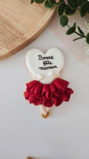 Biscuit Demoiselle au coeur tendre -rouge – Fête des Mères - Collection Coquelicot