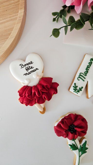 Biscuit Demoiselle au coeur tendre -rouge – Fête des Mères - Collection Coquelicot