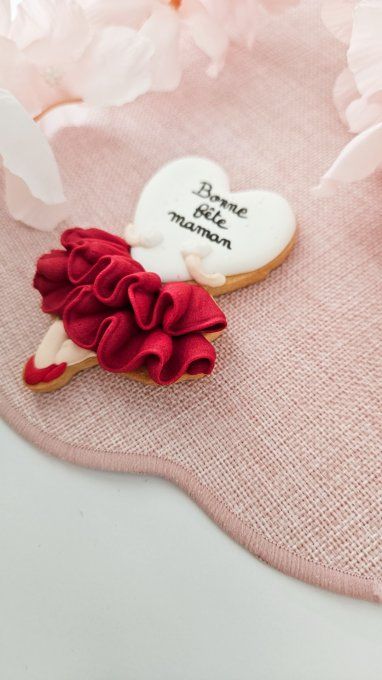 Biscuit Demoiselle au coeur tendre -rouge – Fête des Mères - Collection Coquelicot