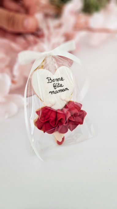 Biscuit Demoiselle au coeur tendre -rouge – Fête des Mères - Collection Coquelicot