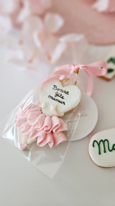Biscuit Demoiselle au coeur tendre -rose – Fête des Mères - Collection Florale