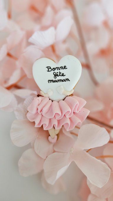 Biscuit Demoiselle au coeur tendre -rose – Fête des Mères - Collection Florale