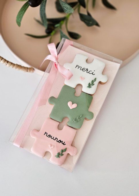 Coffret de sablés décorés Puzzle Nounou – Cadeau personnalisé de fin d'année