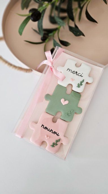 Coffret de sablés décorés Puzzle Nounou – Cadeau personnalisé de fin d'année