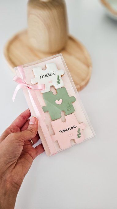 Coffret de sablés décorés Puzzle Nounou – Cadeau personnalisé de fin d'année