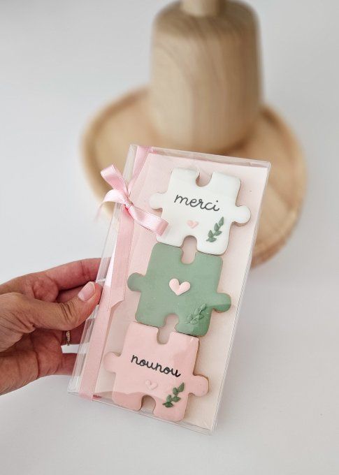 Coffret de sablés décorés Puzzle Nounou – Cadeau personnalisé de fin d'année