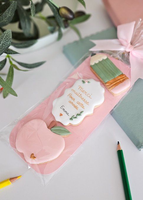 Trio de sablés décorés personnalisé – Cadeau maîtresse, maître ou ATSEM